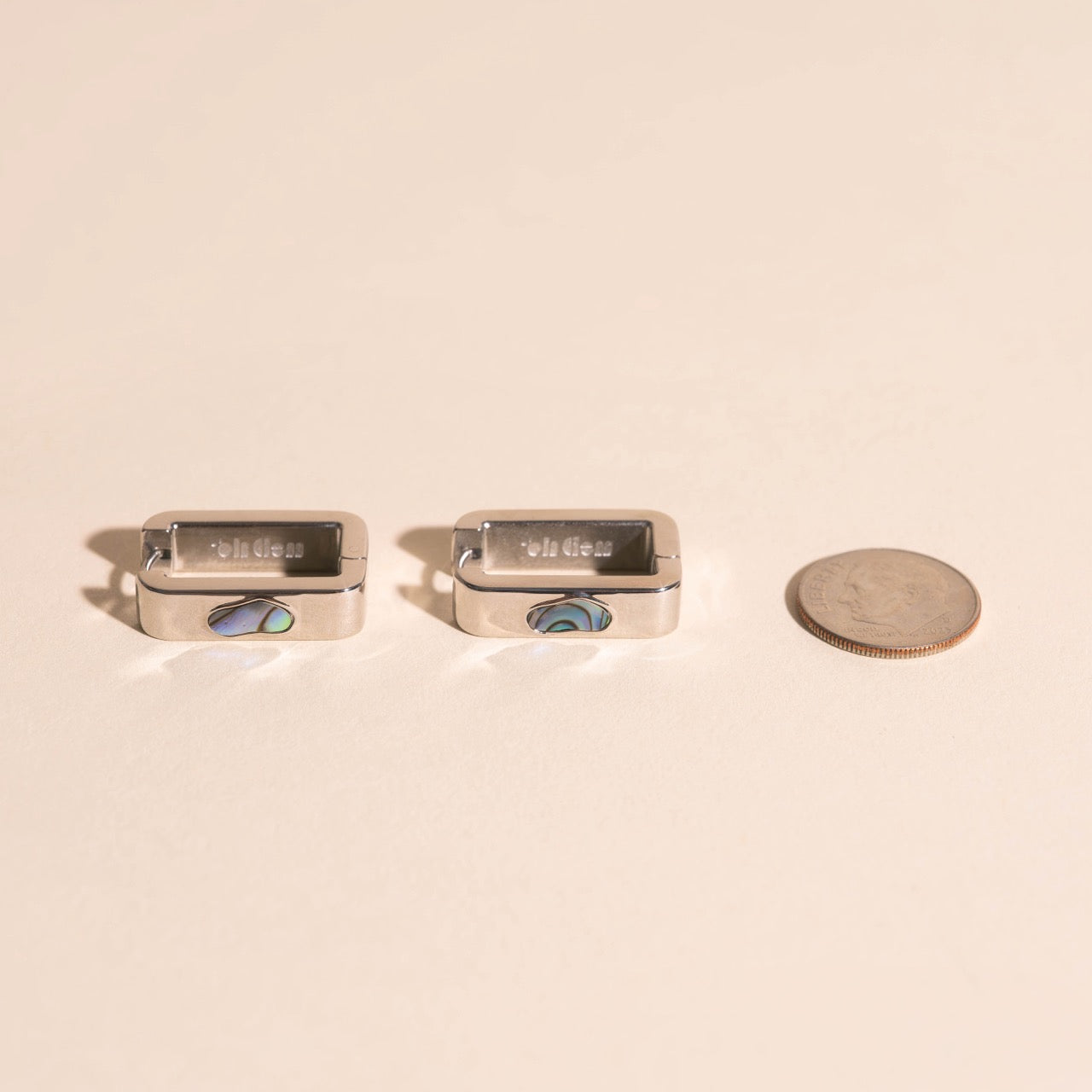 Black Mother of Pearl Huggie Hoop Earrings