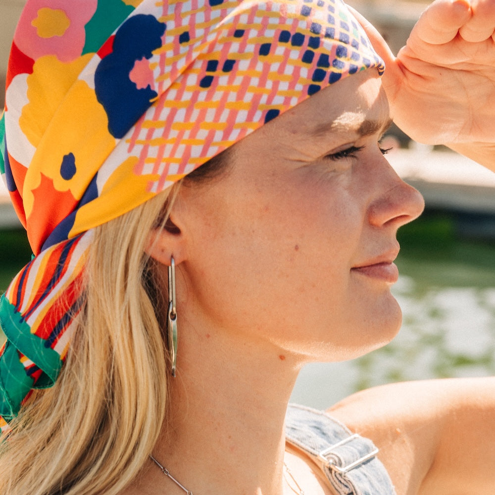 Titanium Thinny Rectangle Rounded Huggie Hoop Earrings