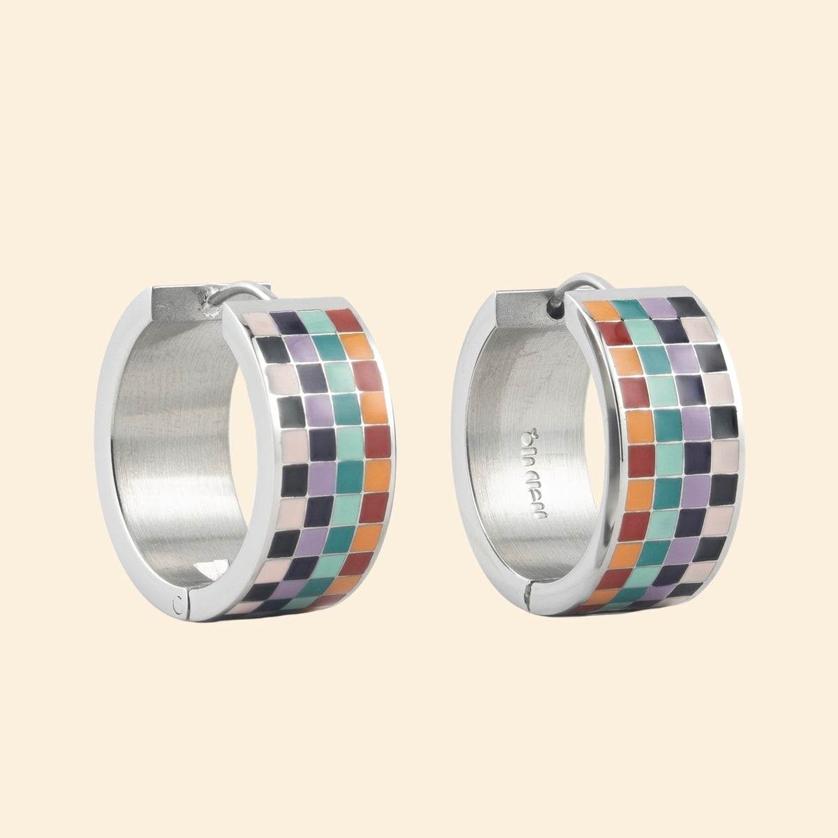 Fall Checkered Mega Huggie Hoop Earrings