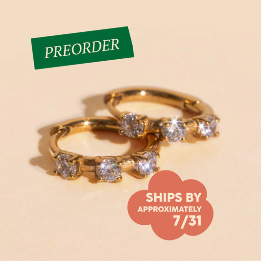 Thin Crystal Huggie Hoop Earrings