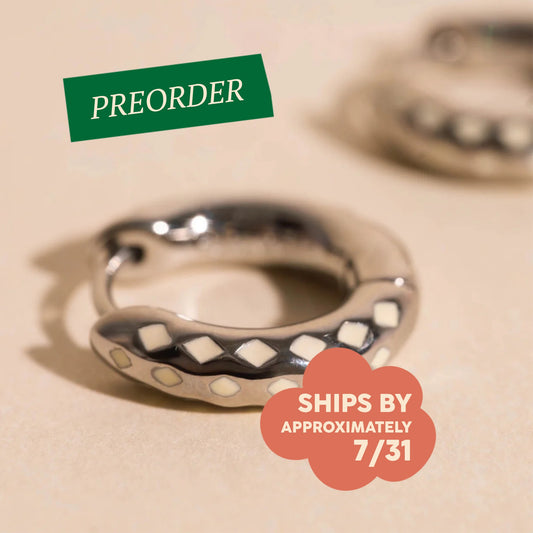 Diamond Lattice Chunky Rounded Huggie Hoop Earrings