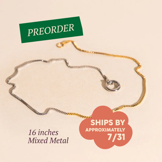 Mixed Metal Dainty Box Chain Necklace