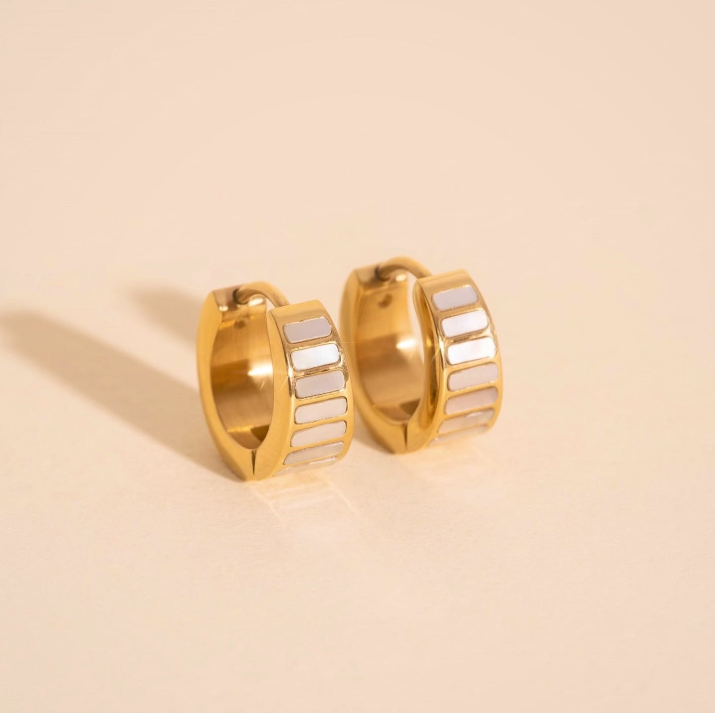 Pearl Shell Teardrop Super Chunky Huggie Hoop Earrings – Oh Clementine