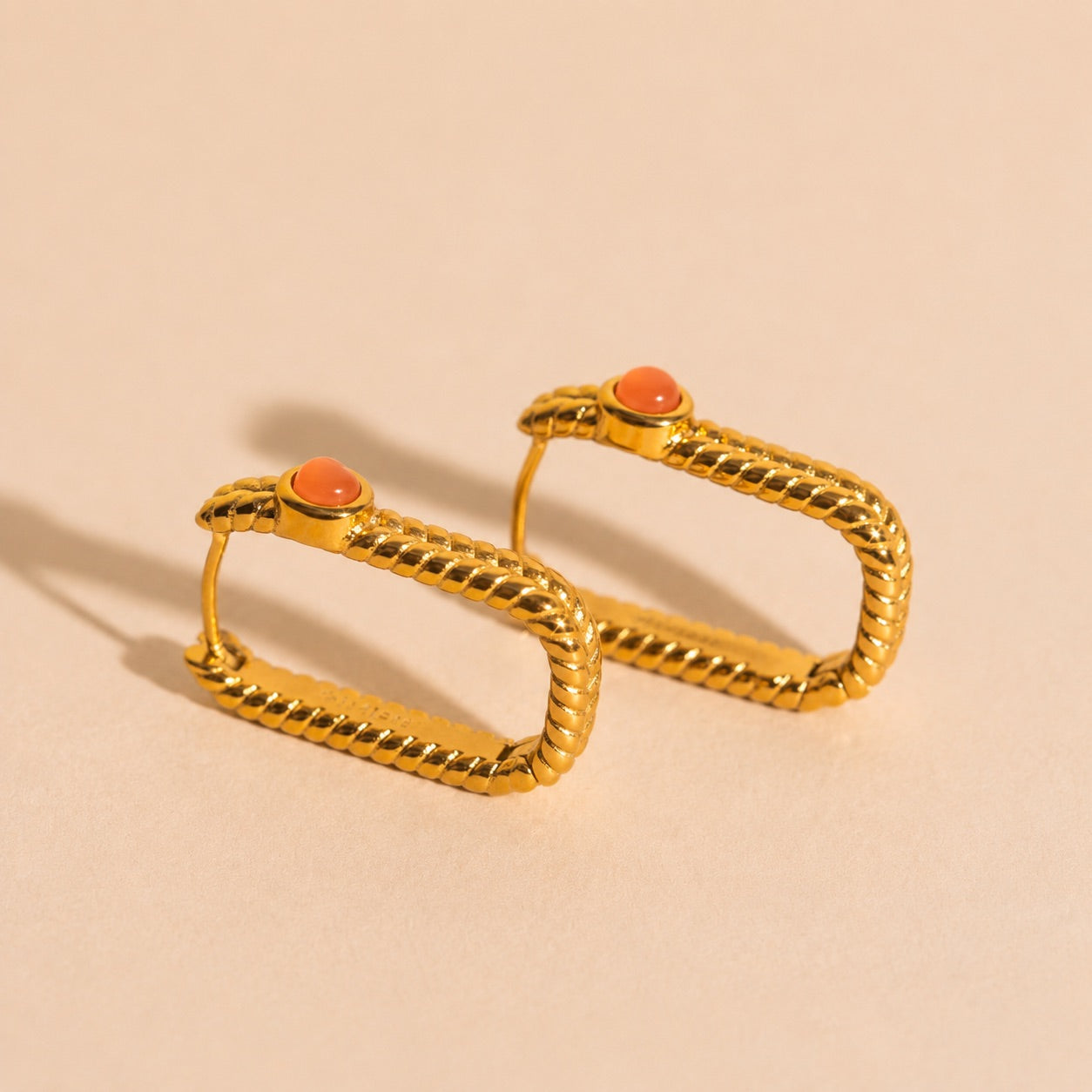 Rope Rectangle Huggie Hoop Earrings