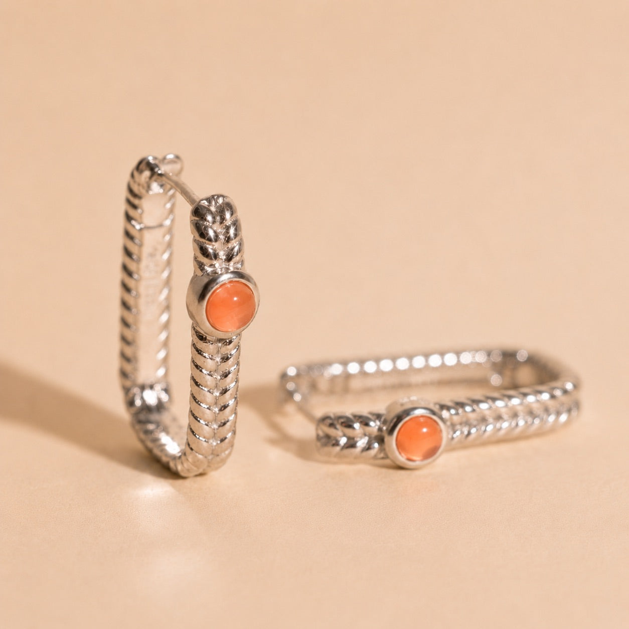 Rope Rectangle Huggie Hoop Earrings