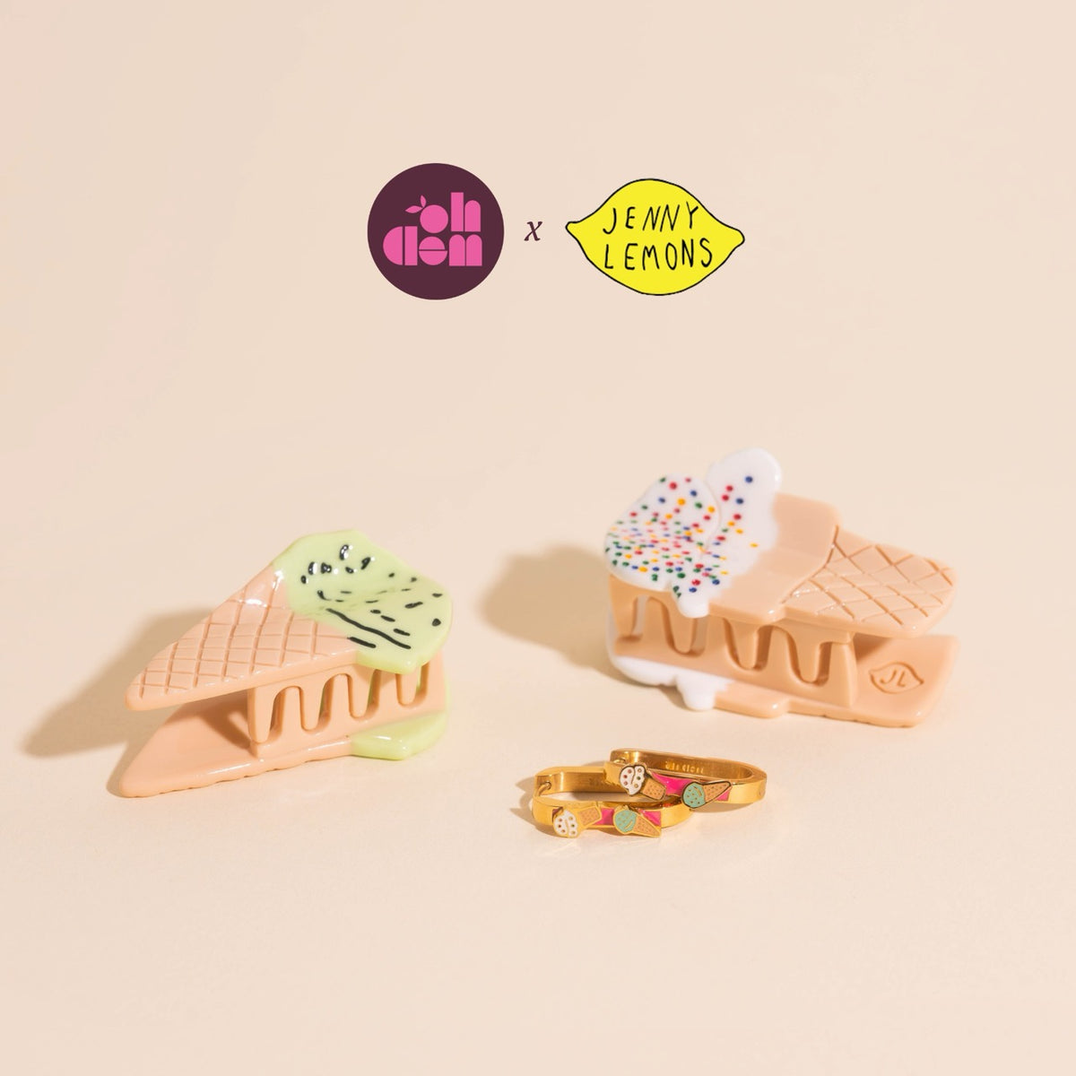 Ice Cream Cones 3D Huggie Hoop Earrings