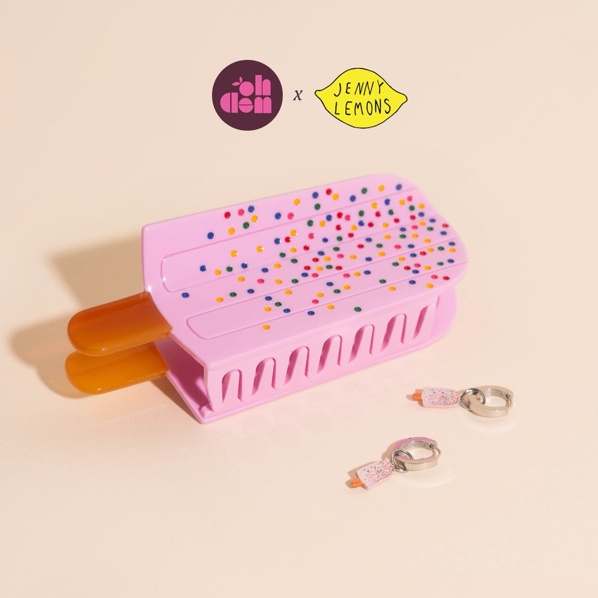 Pack: Sprinkle Popsicle Charms, Huggies, and Claw Clip