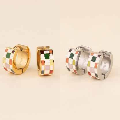 Christmas Checkered Super Chunky Huggie Hoop Earrings