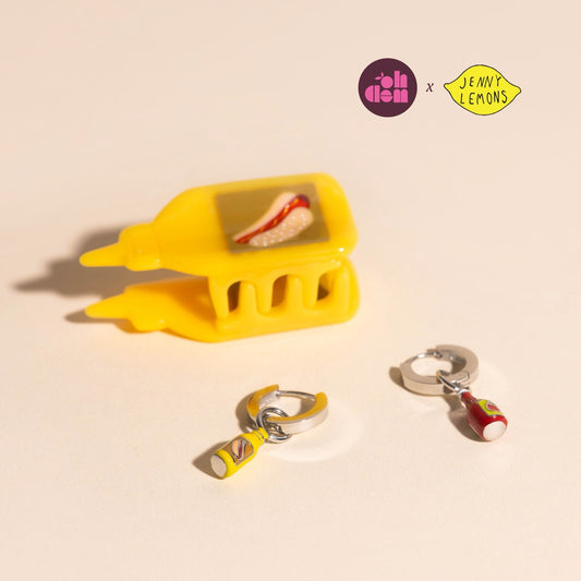 Pack: Ketchup & Mustard Charms, Huggies, & Claw Clip