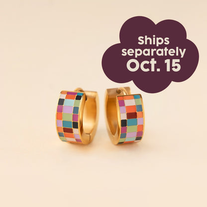 Checkered Super Chunky Huggie Hoop Earrings