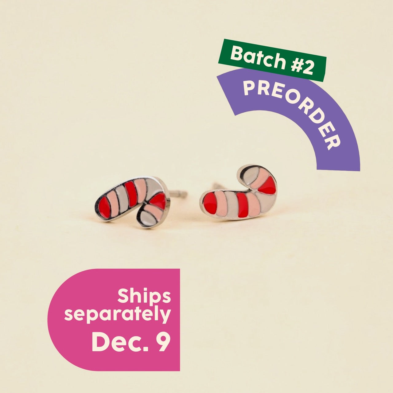 Candy Cane Stud Earrings