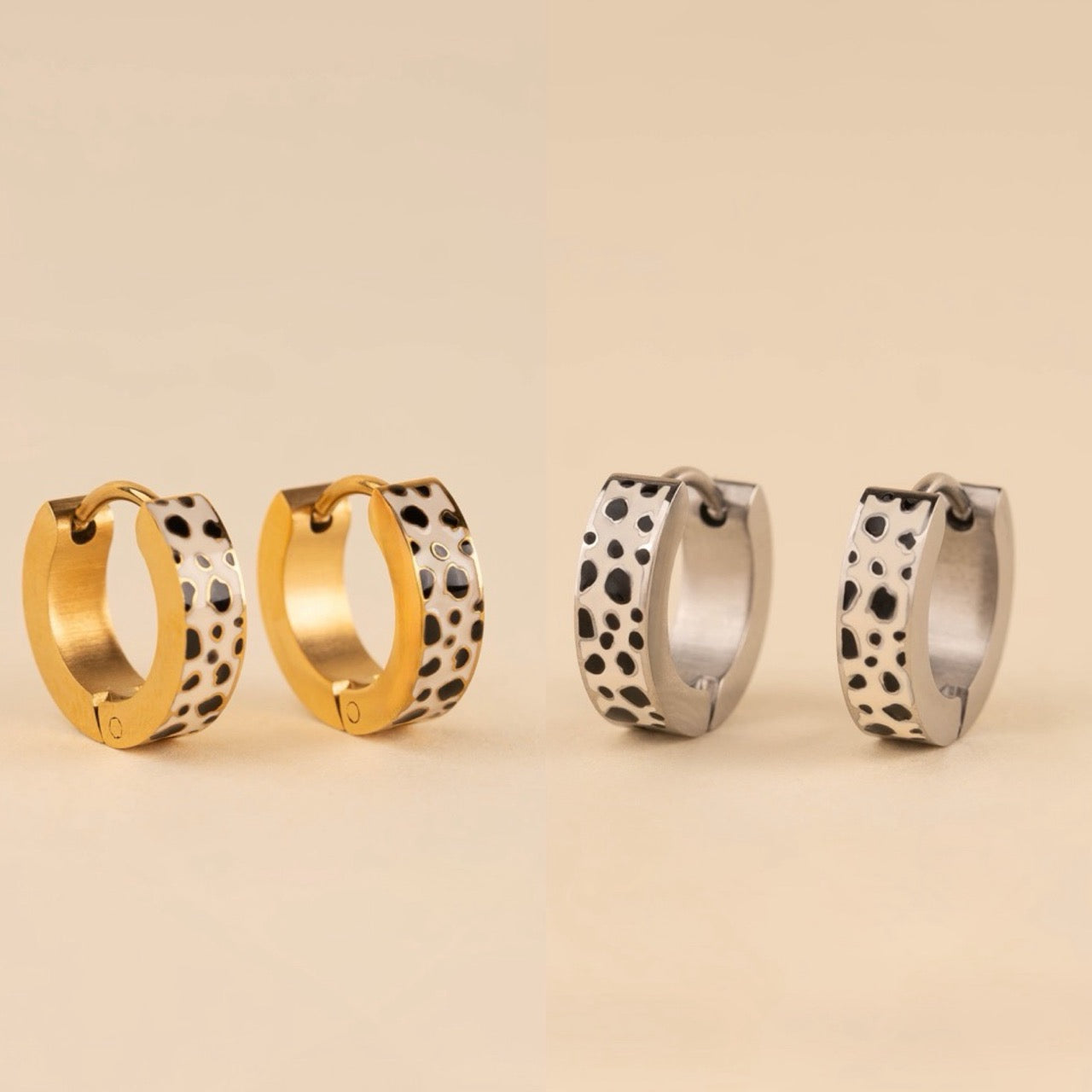 Leopard Chunky Huggie Hoop Earrings