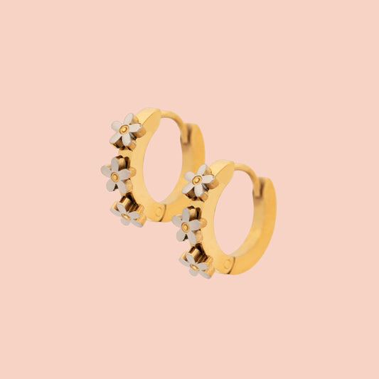 Daisy 3D Huggie Hoop Earrings