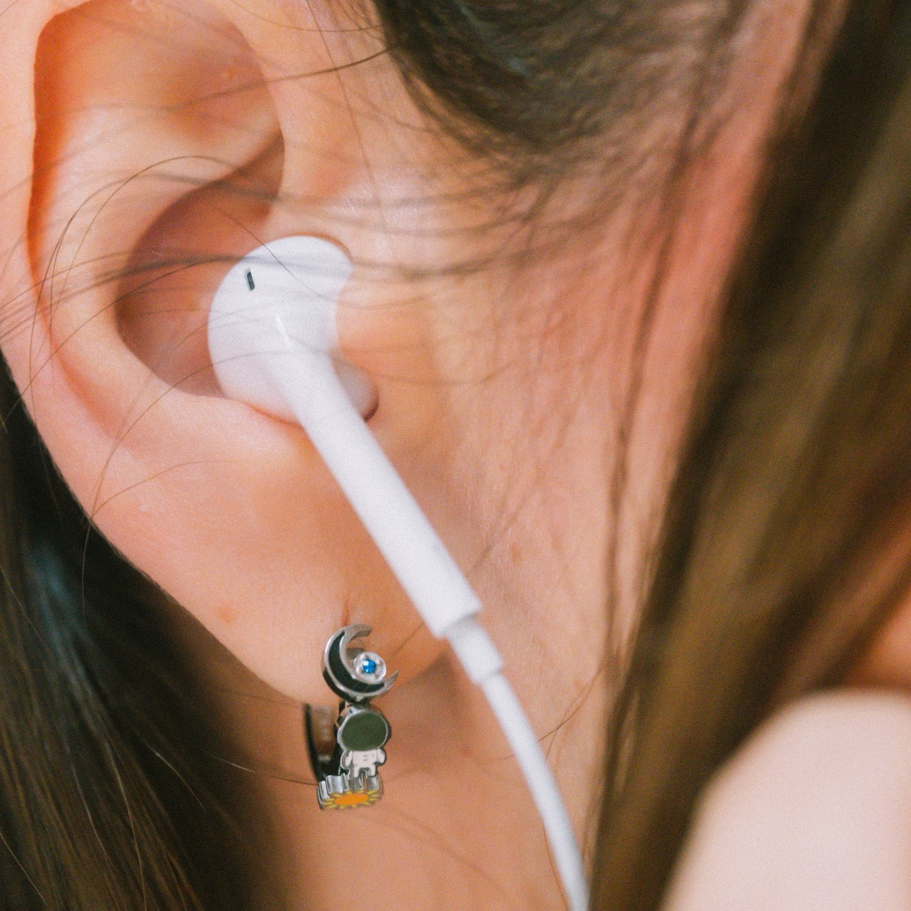 Space 3D Huggie Hoop Earrings