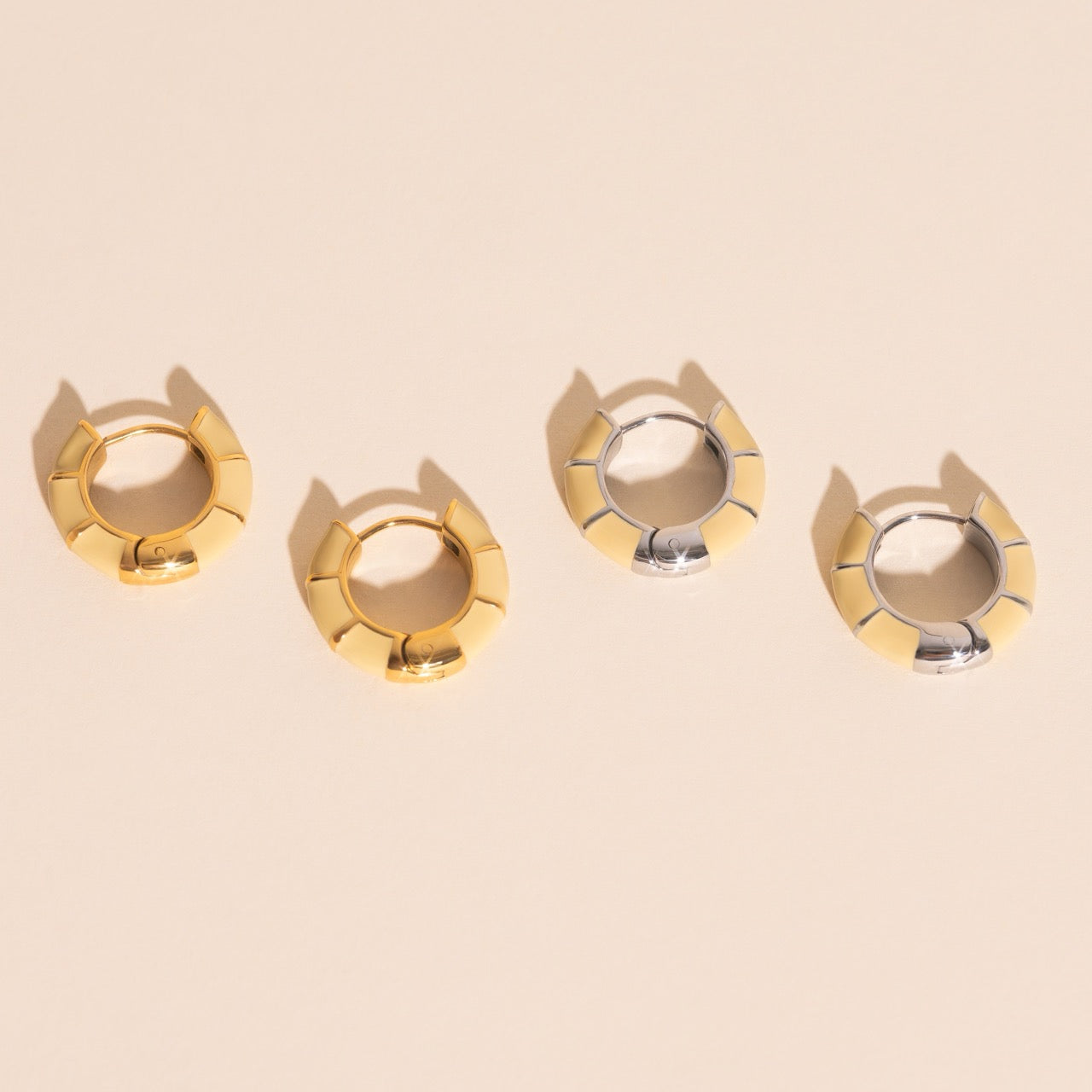 Color Block Chunky Rounded Huggie Hoop Earrings