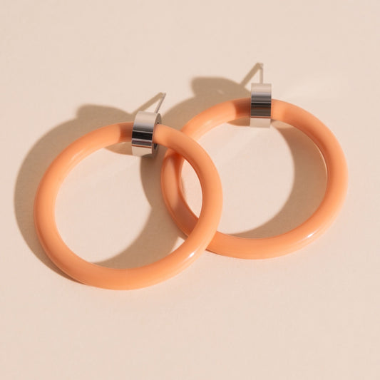 Peach Hoop Stud Earrings
