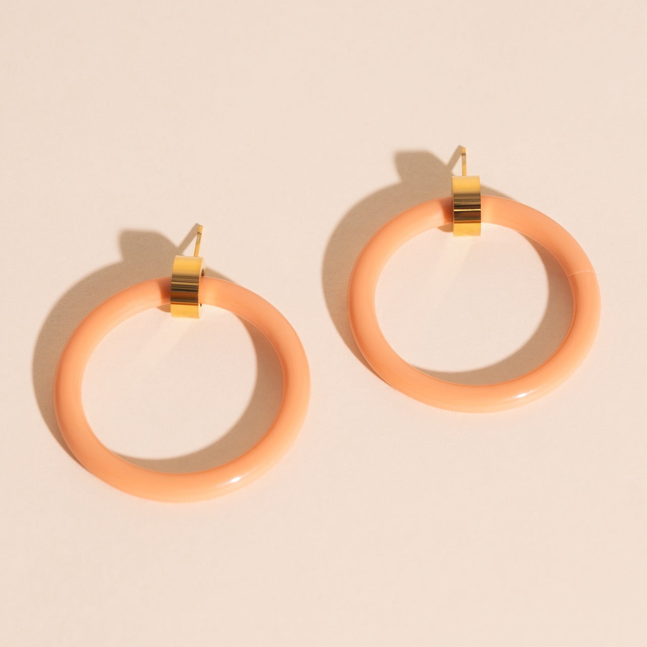 Peach Hoop Stud Earrings