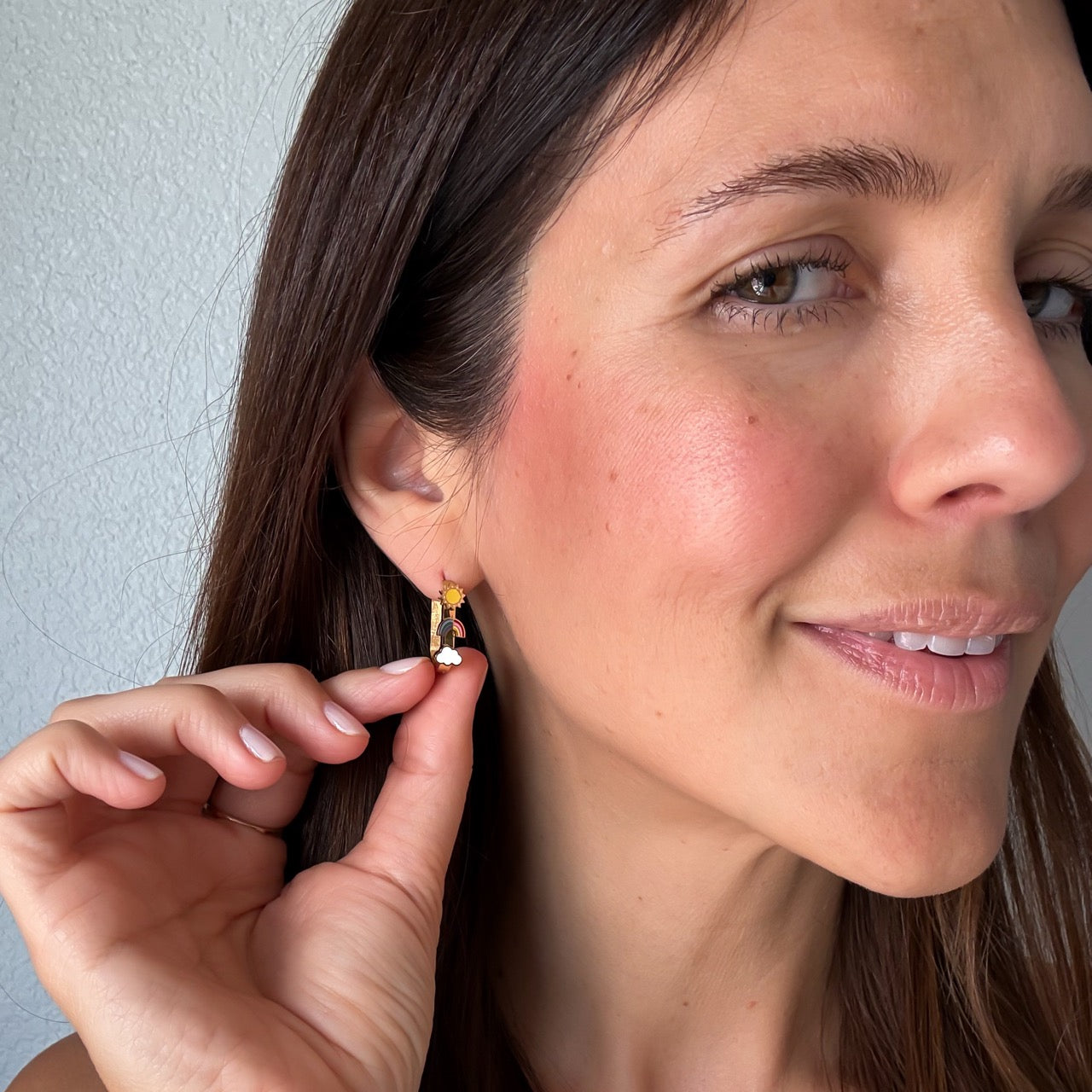 Mother Nature Oblong 3D Huggie Hoop Earrings