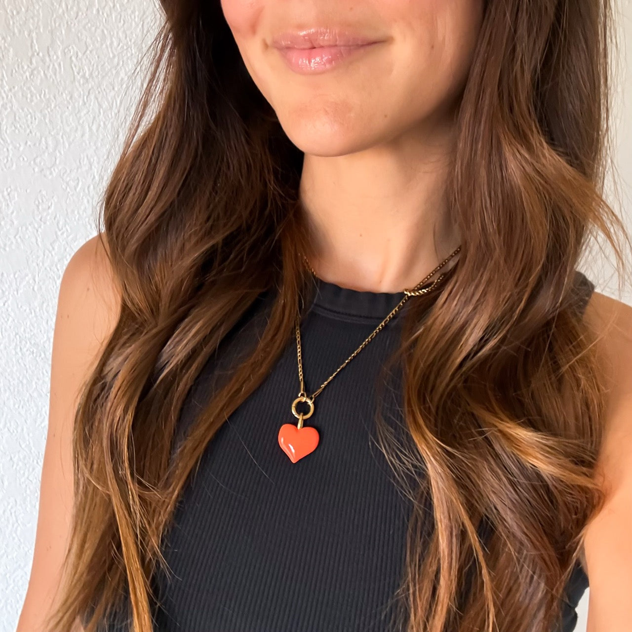 Neon Orange Heart Necklace Charm