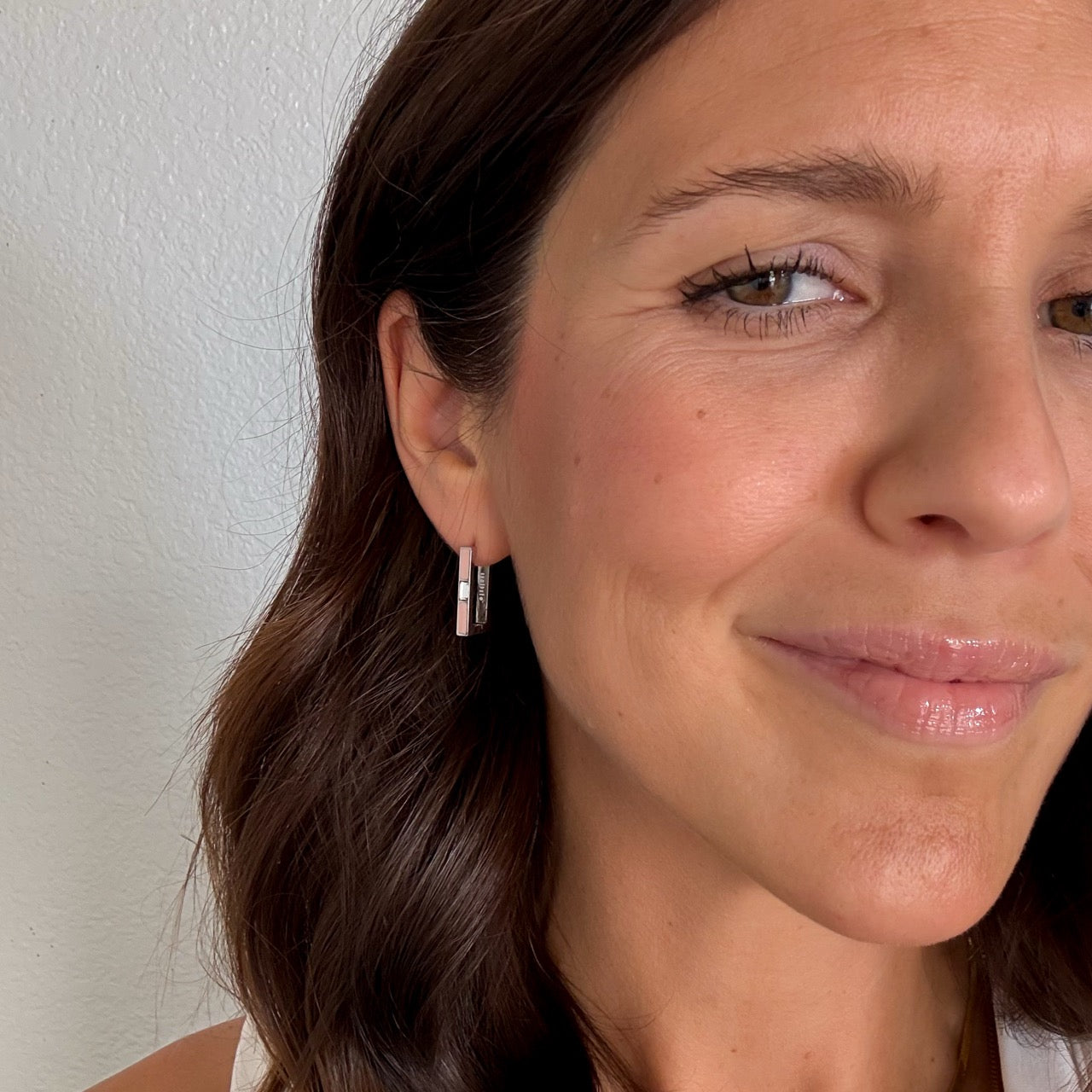 Blush Luxe Rectangle Huggie Hoop Earrings