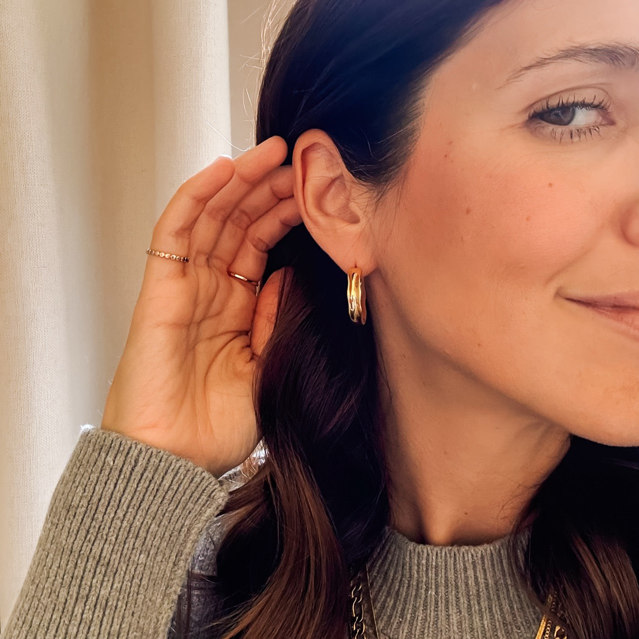 Bangle Rounded Huggie Hoop Earrings