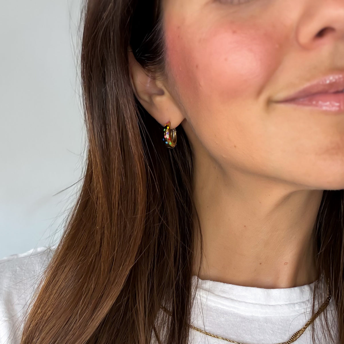 Neon Bubbles Teardrop Chunky Huggie Hoop Earrings