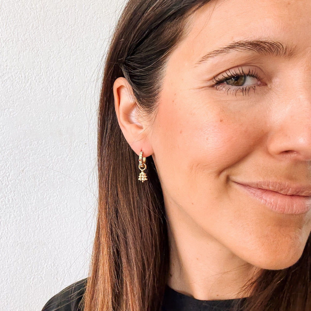 Christmas Tree Huggie Hoop Charms