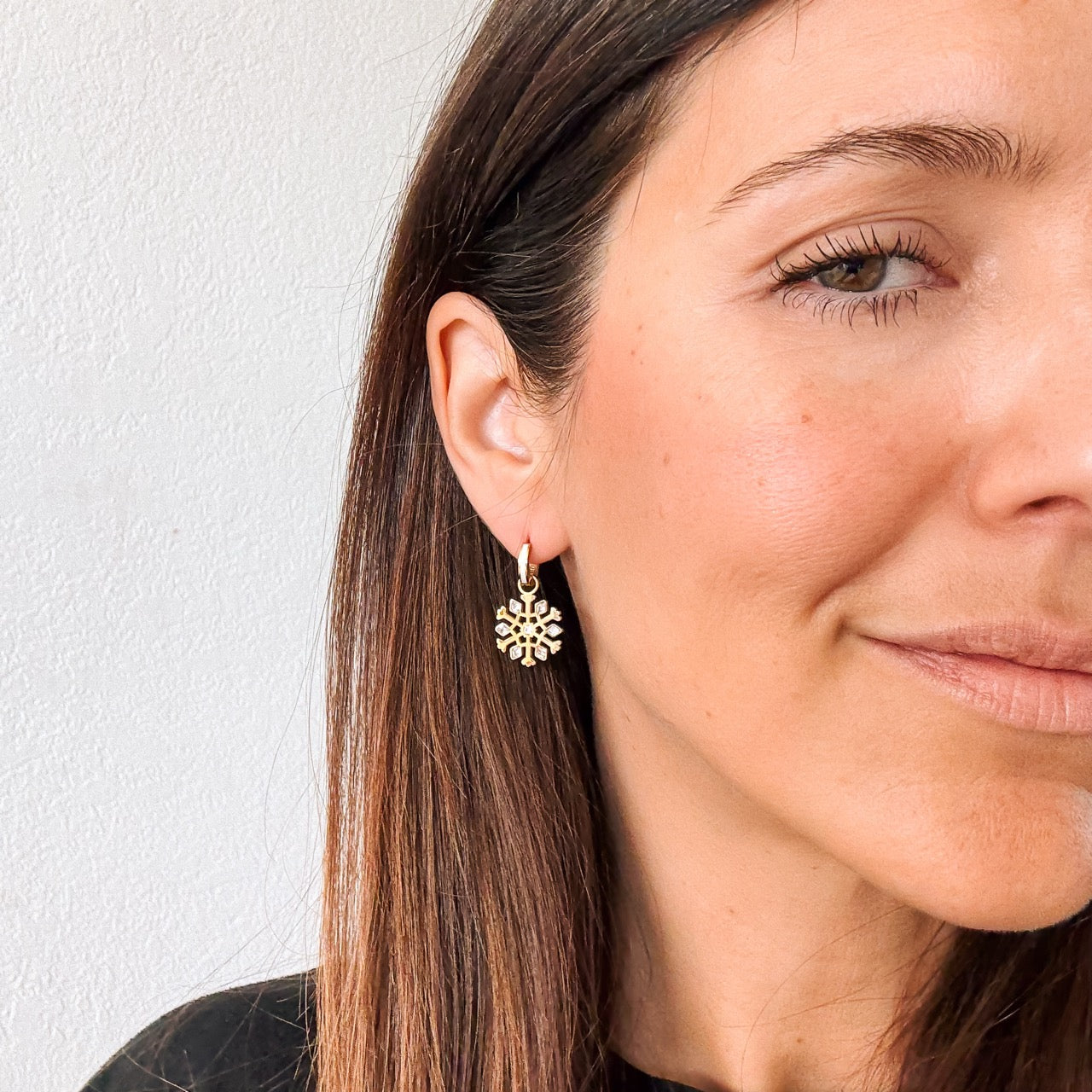 Snowflake Huggie Hoop Charms