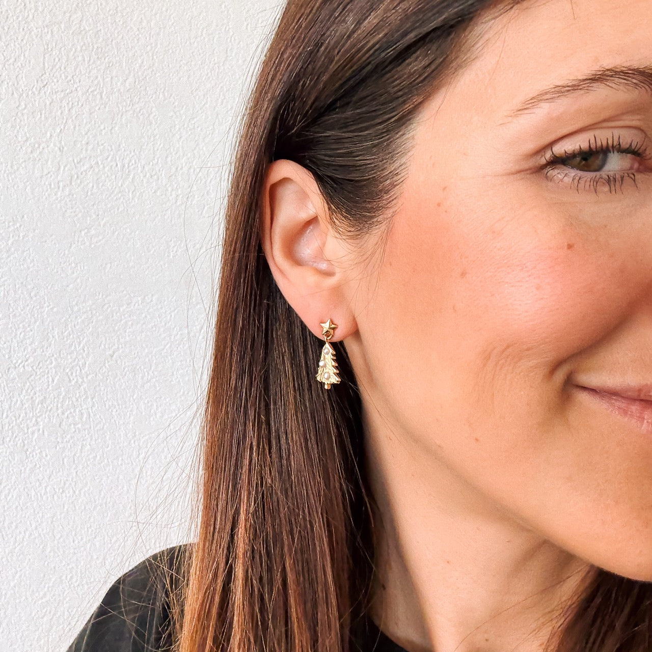 Pearl Christmas Tree Stud Earrings