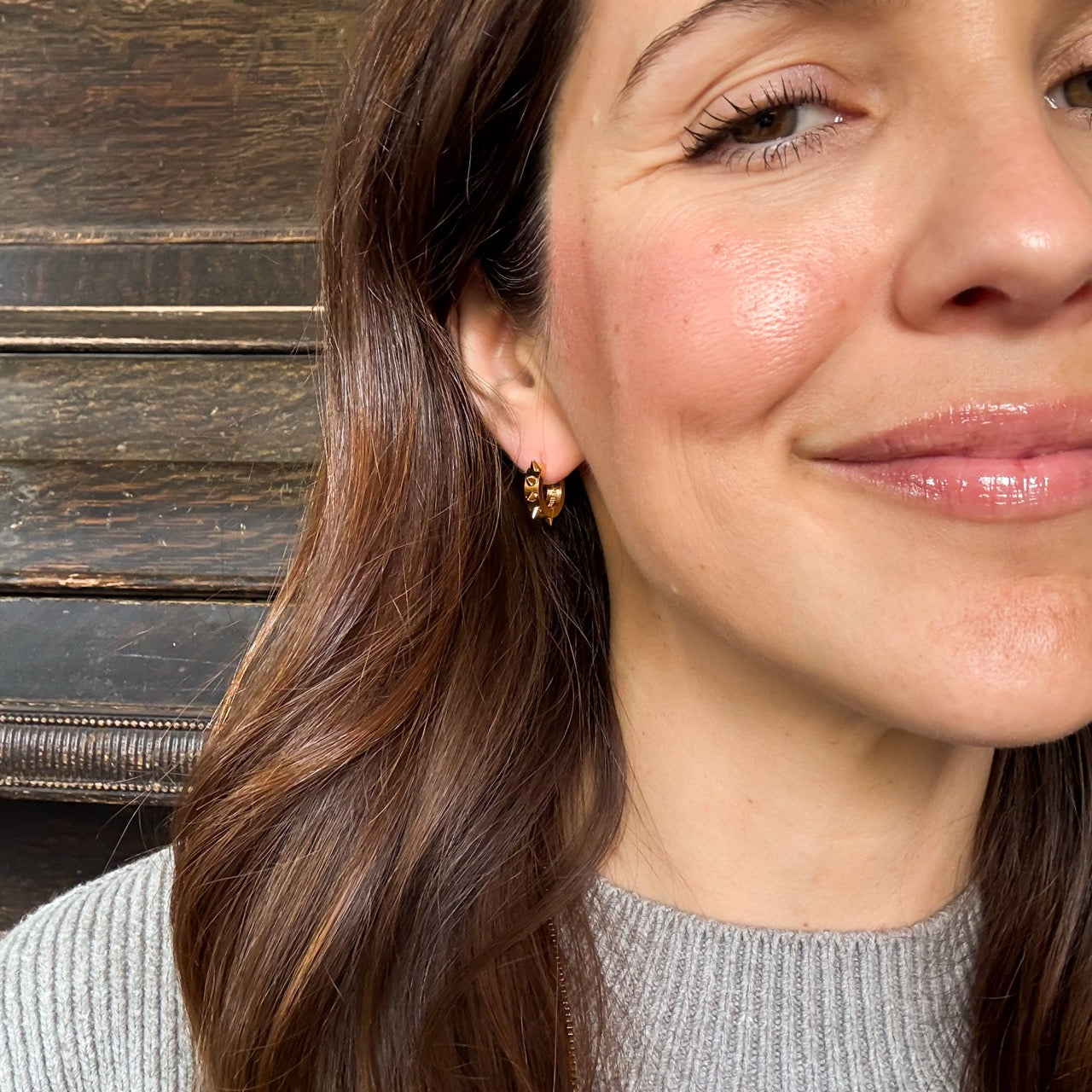 Spiked Chunky Huggie Hoop Earrings