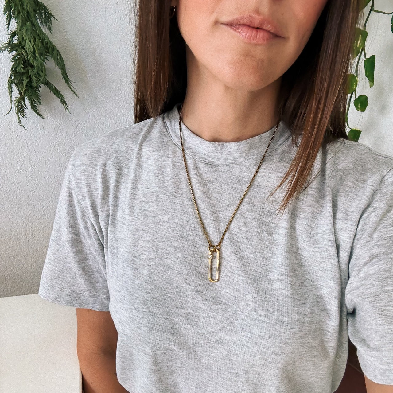 Crystal Rectangle Necklace Charm Clasp (30mm)