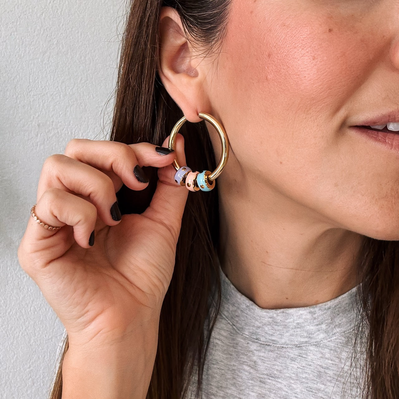 Color Pop Chunky Huggie Hoop Charms