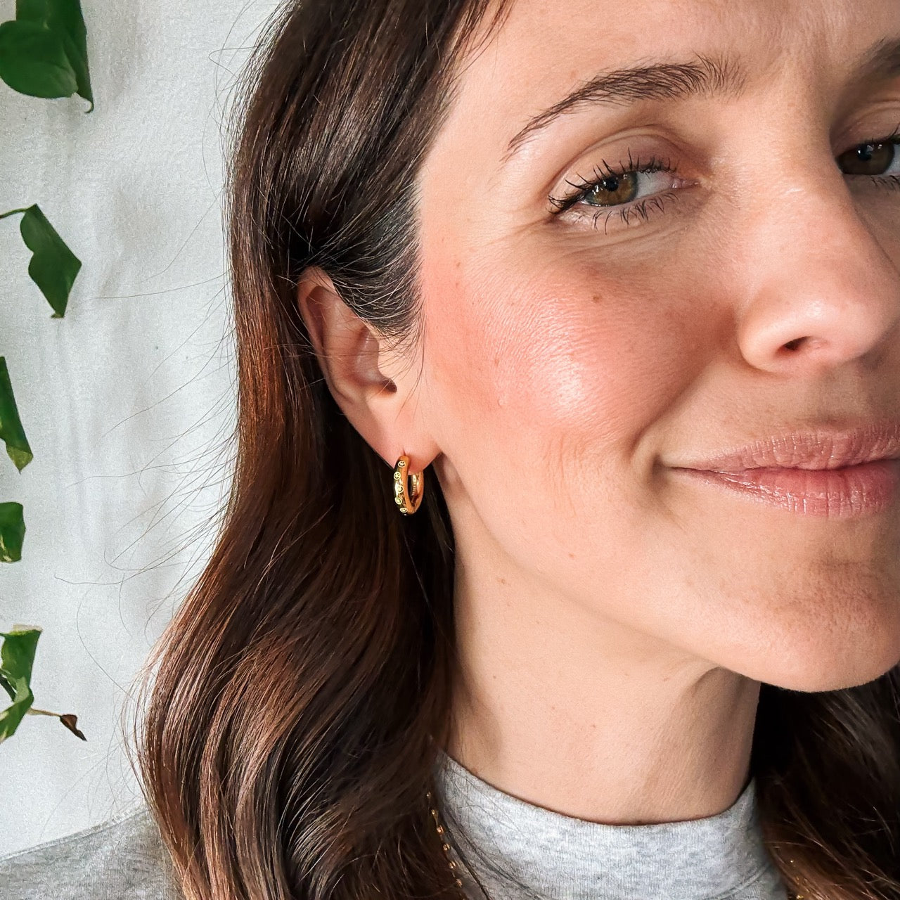 Smiley Chunky Rounded Huggie Hoop Earrings