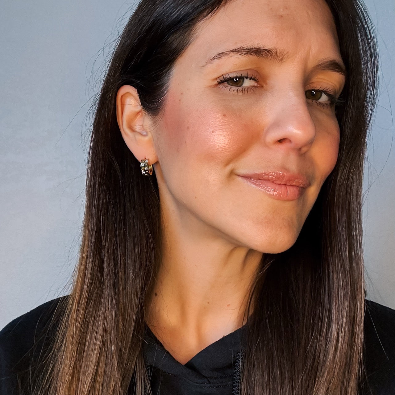 Crystal Square Super Chunky Huggie Hoop Earrings