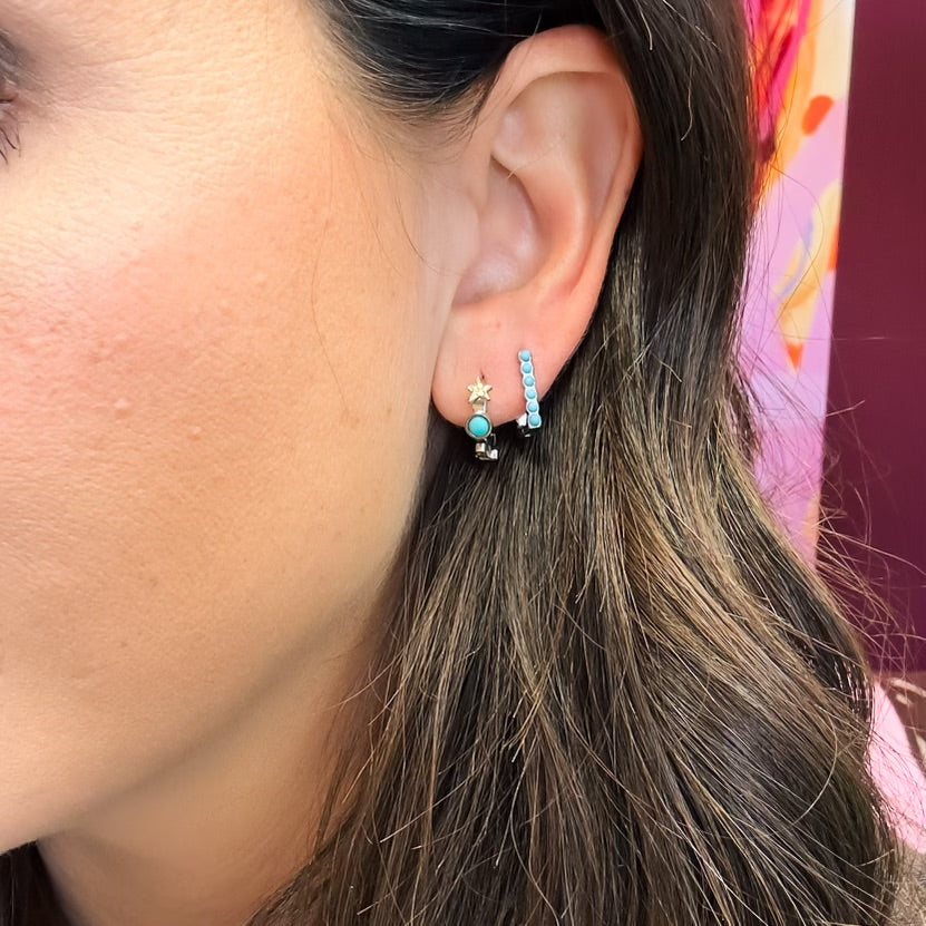 Heritage Yellow Gold Diamond & Turquoise Guilloché Enamel Hoop Drop Earrings | Fabergé | Fabergé Heritage Yellow Gold Diamond & Turquoise Guilloché Enamel Hoop Drop Earrings | Fabergé | Fabergé