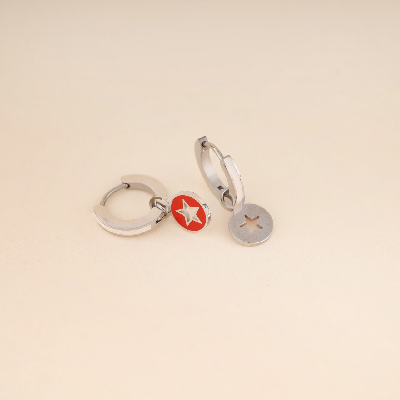 Star Cut-out Huggie Hoop Charms (Reversible)