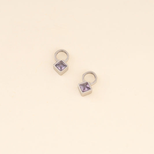 Lavender Crystal Huggie Hoop Charms