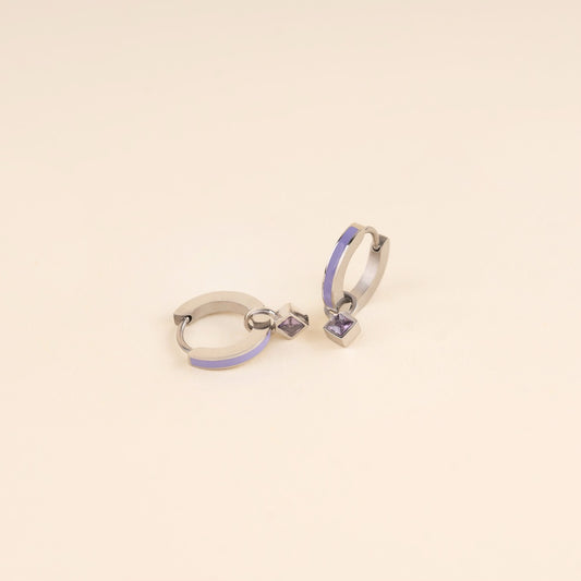 Lavender Crystal Huggie Hoop Charms