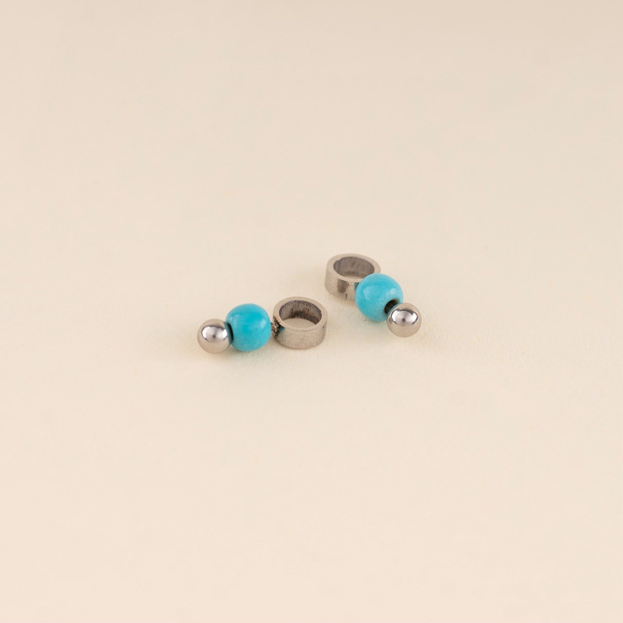 Turquoise Bead Huggie Hoop Charms