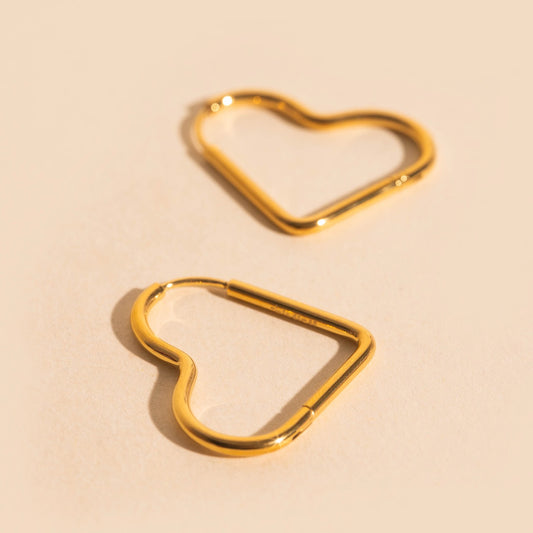 Rounded Heart Huggie Hoop Earrings