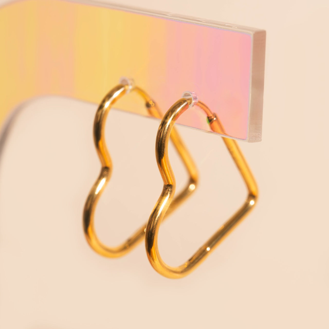 Rounded Heart Huggie Hoop Earrings