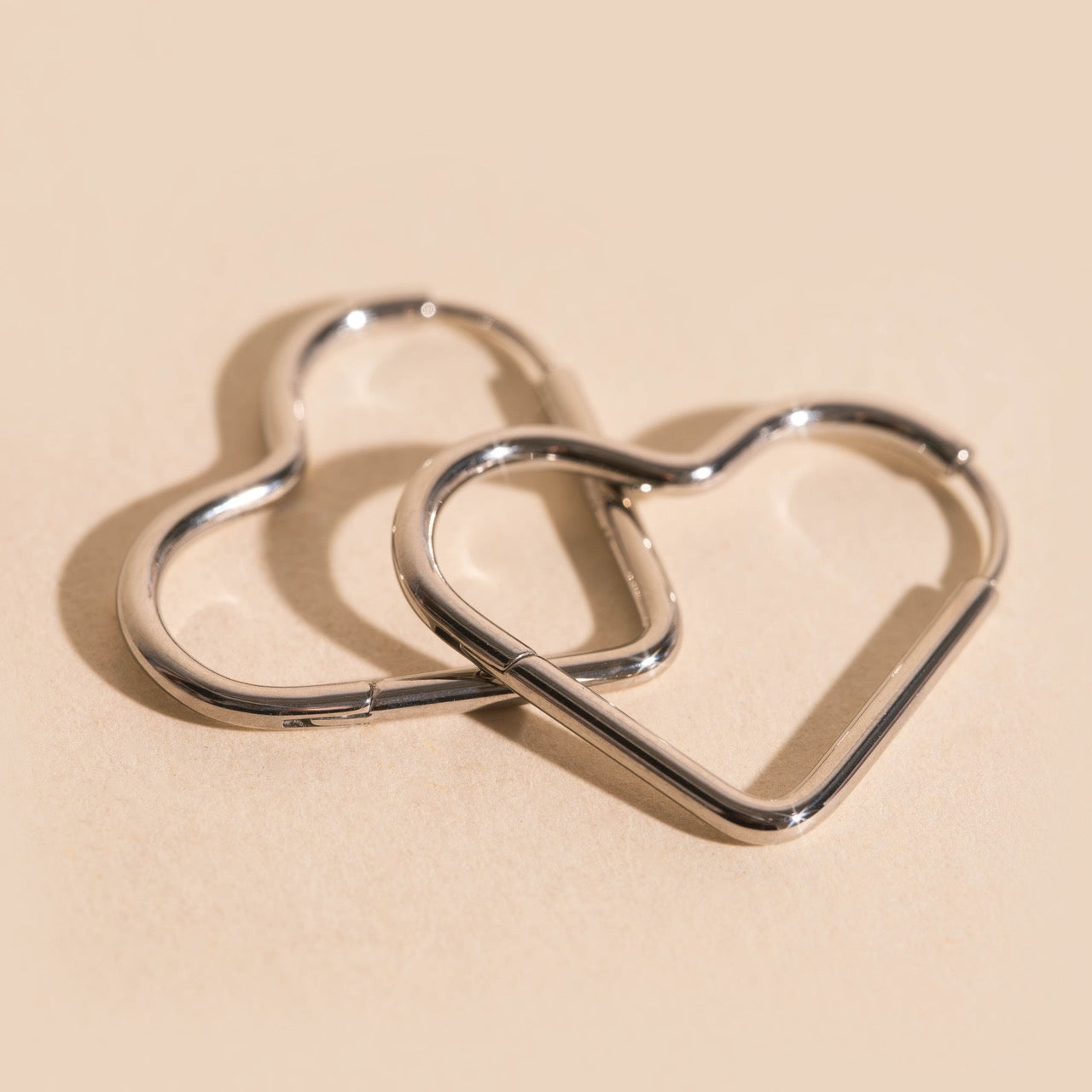 Rounded Heart Huggie Hoop Earrings