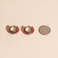 Red Striped Rounded Super Chunky Huggie Hoop Earrings