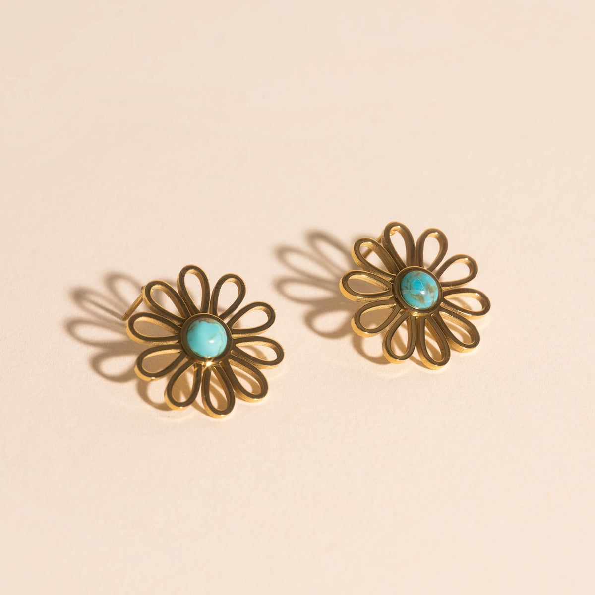 Turquoise Flower Stud Earrings