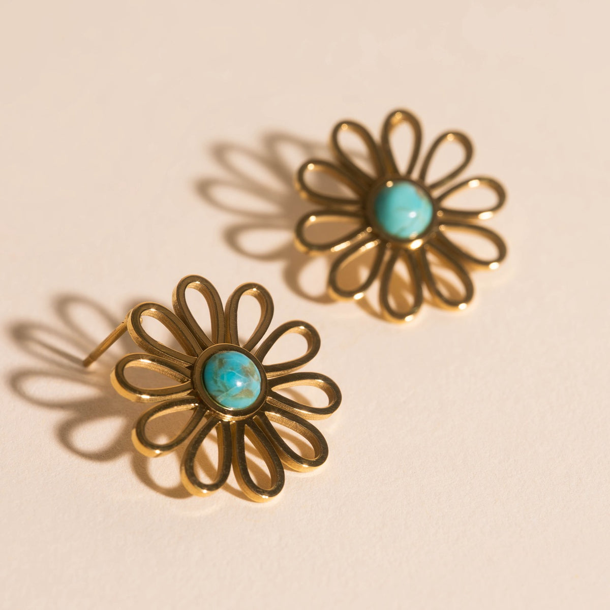 Turquoise Flower Stud Earrings