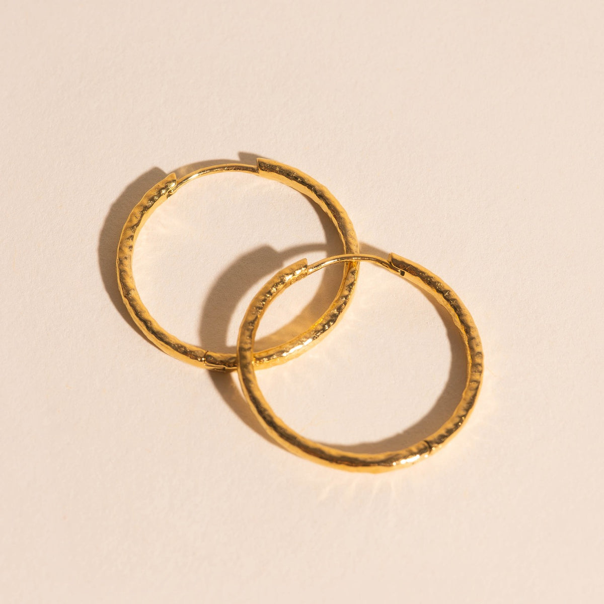 Large Hammered Huggie Hoop Earrings