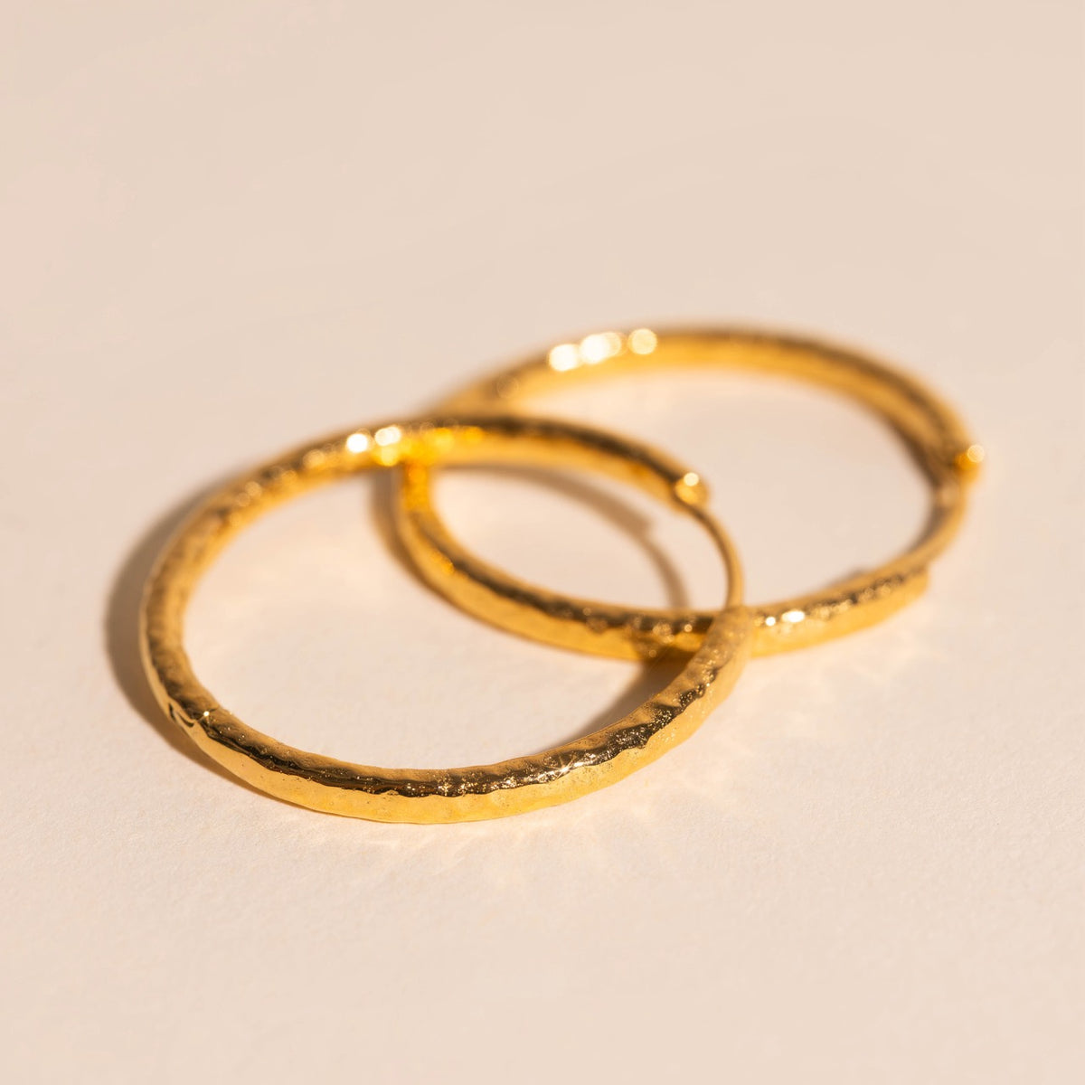 Large Hammered Huggie Hoop Earrings