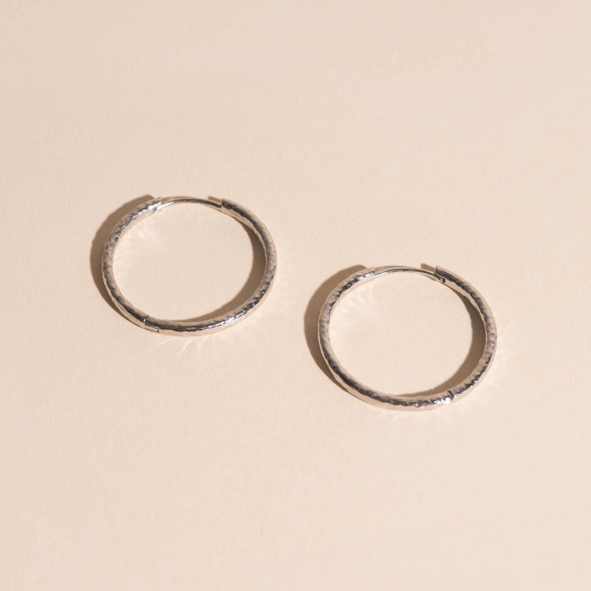 Large Hammered Huggie Hoop Earrings