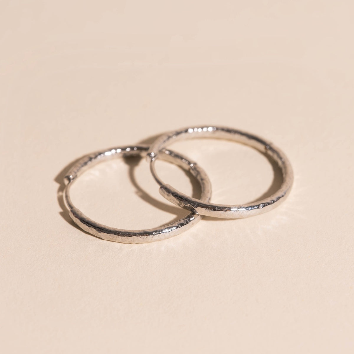 Large Hammered Huggie Hoop Earrings