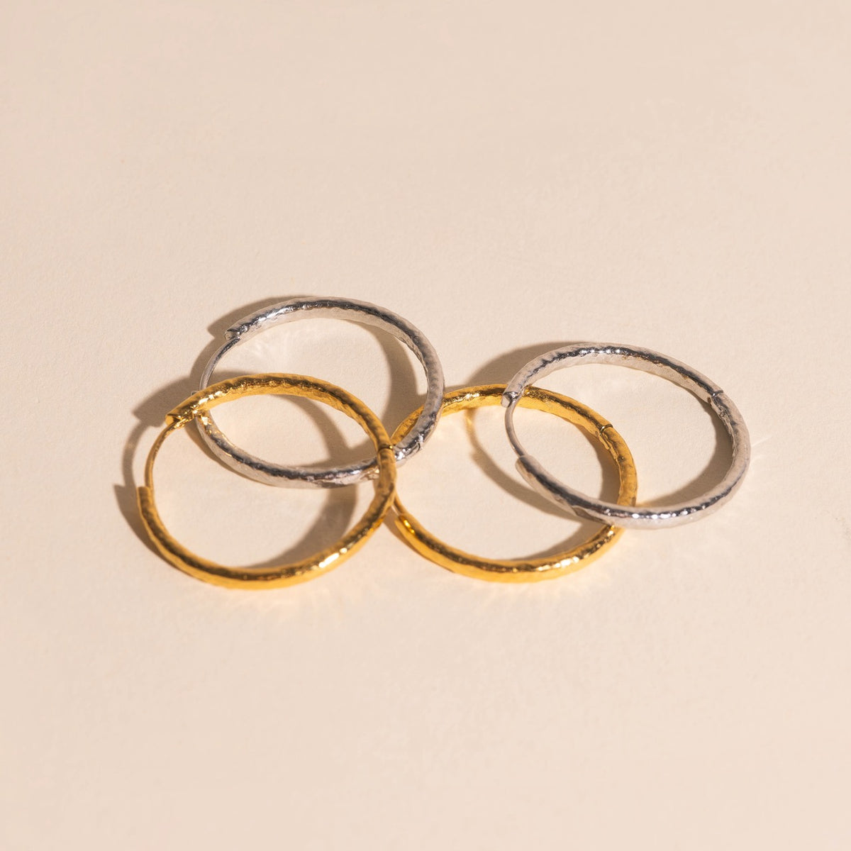 Large Hammered Huggie Hoop Earrings